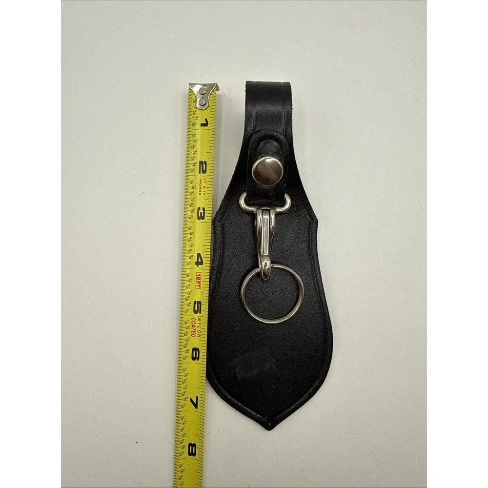 Bianchi Deluxe Key Case, Black Leather, Smooth Leather Keychain